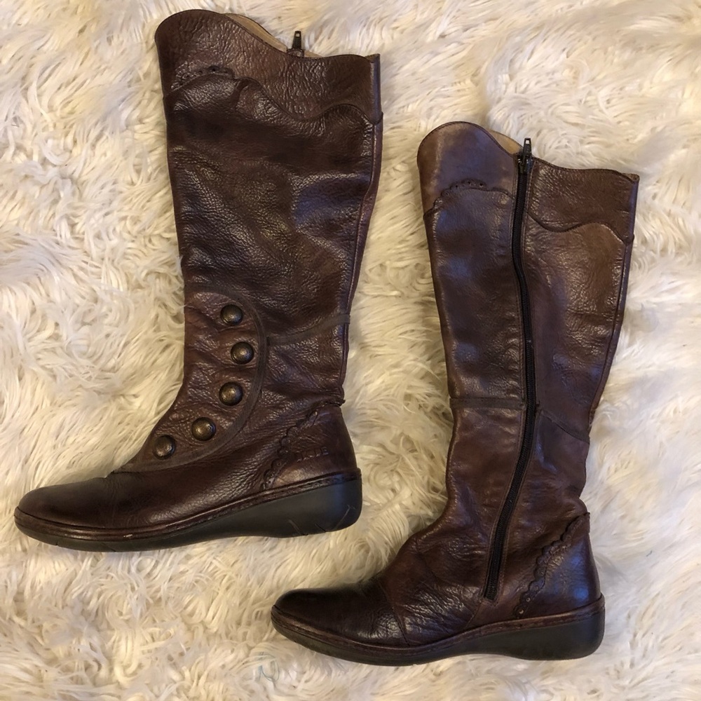 RARE- brown DKODE Leather Knee-High Boots